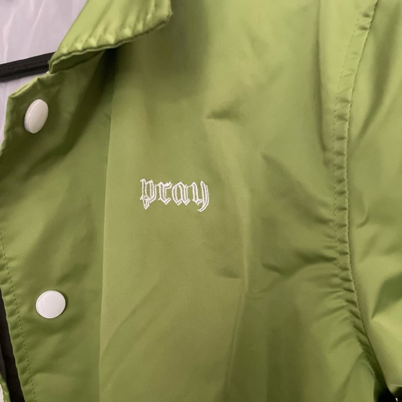 Lime green “PRAY” jacket - Picture 2 of 3